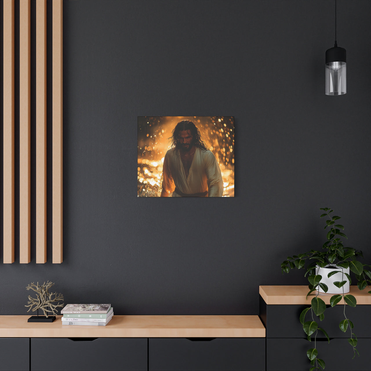 JESUS THROUGH THE FLAMES - CANVAS
