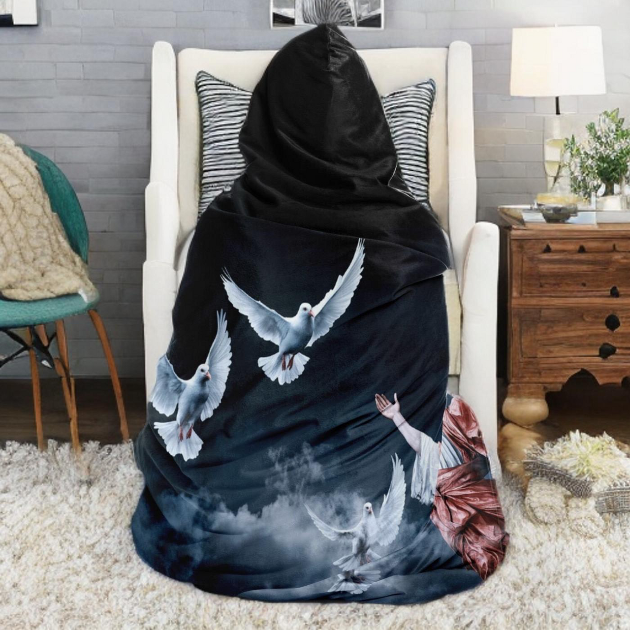 JESUS & HIS DOVES - HOODED BLANKET