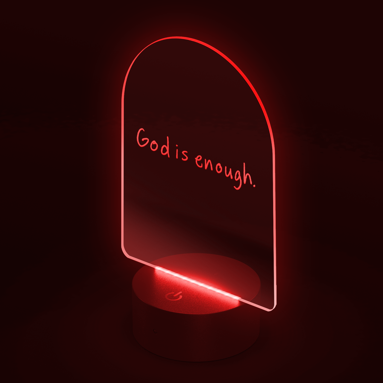 GOD_IS_ENOUGH_-_LED_SIGN_Arc_Dark_Angle_Red_Mockup.png