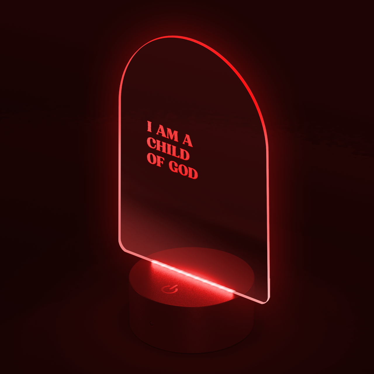 I_AM_A_CHILD_OF_GOD_-_ARCYLLIC_LED_SIGN_Arc_Dark_Angle_Red_Mockup.png