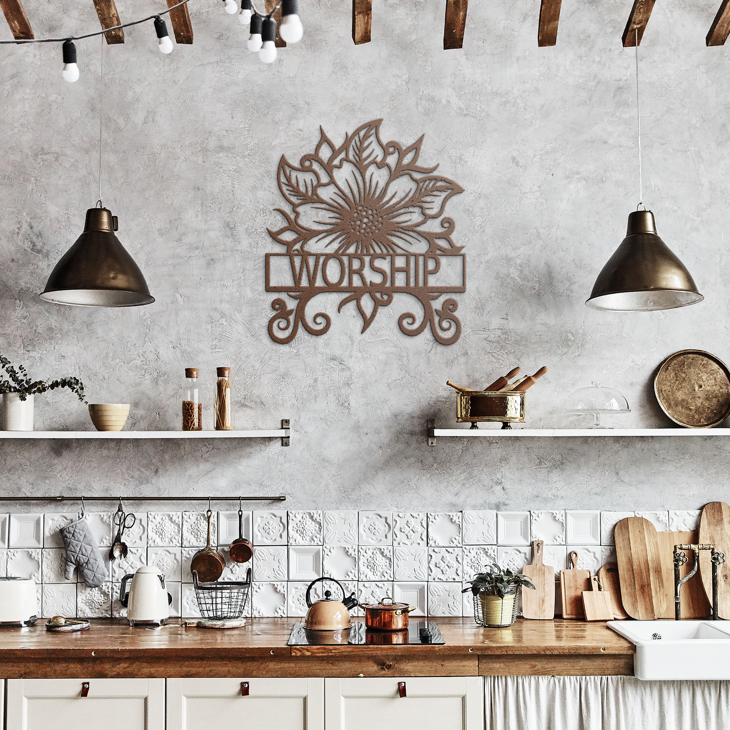 WORSHIP_METAL_SIGN_Copper_Rustic_Kitchen_Mockup.png