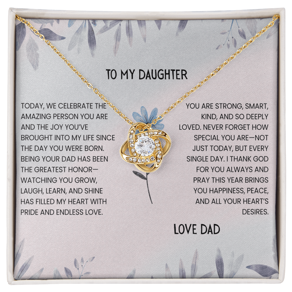 TO MY DAUGHTER - LOVE DAD - LOVE KNOT NECKLACE GIFT SET