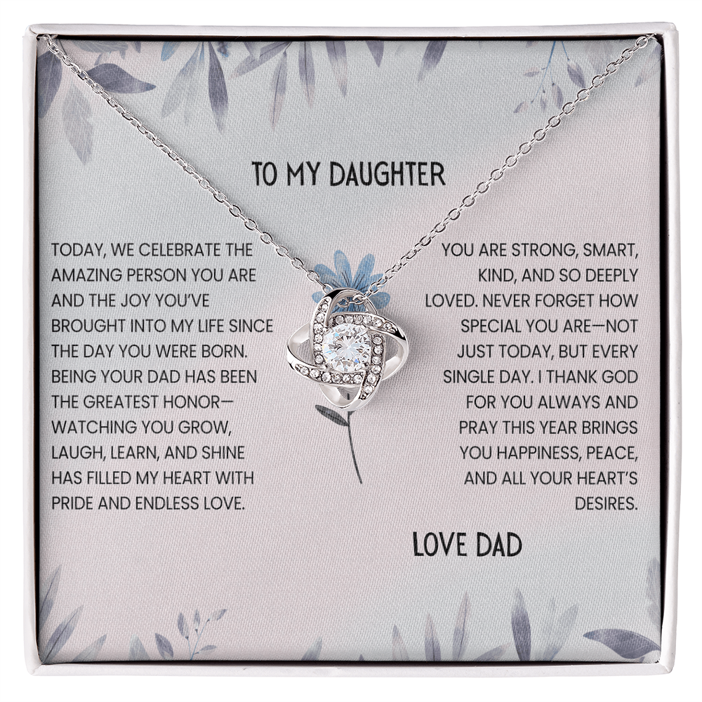 TO MY DAUGHTER - LOVE DAD - LOVE KNOT NECKLACE GIFT SET