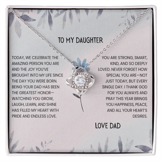 TO MY DAUGHTER - LOVE DAD - LOVE KNOT NECKLACE GIFT SET