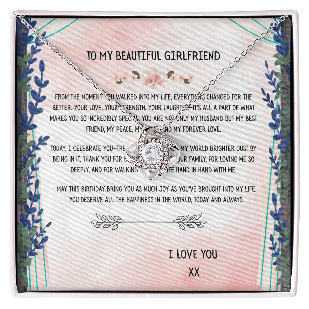 TO MY BEAUTIFUL GIRLFRIEND - HAPPY BIRTHDAY - LOVE KNOT NECKLACE GIFT SET