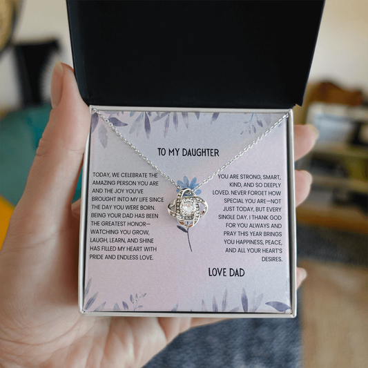 TO MY DAUGHTER - LOVE DAD - LOVE KNOT NECKLACE GIFT SET