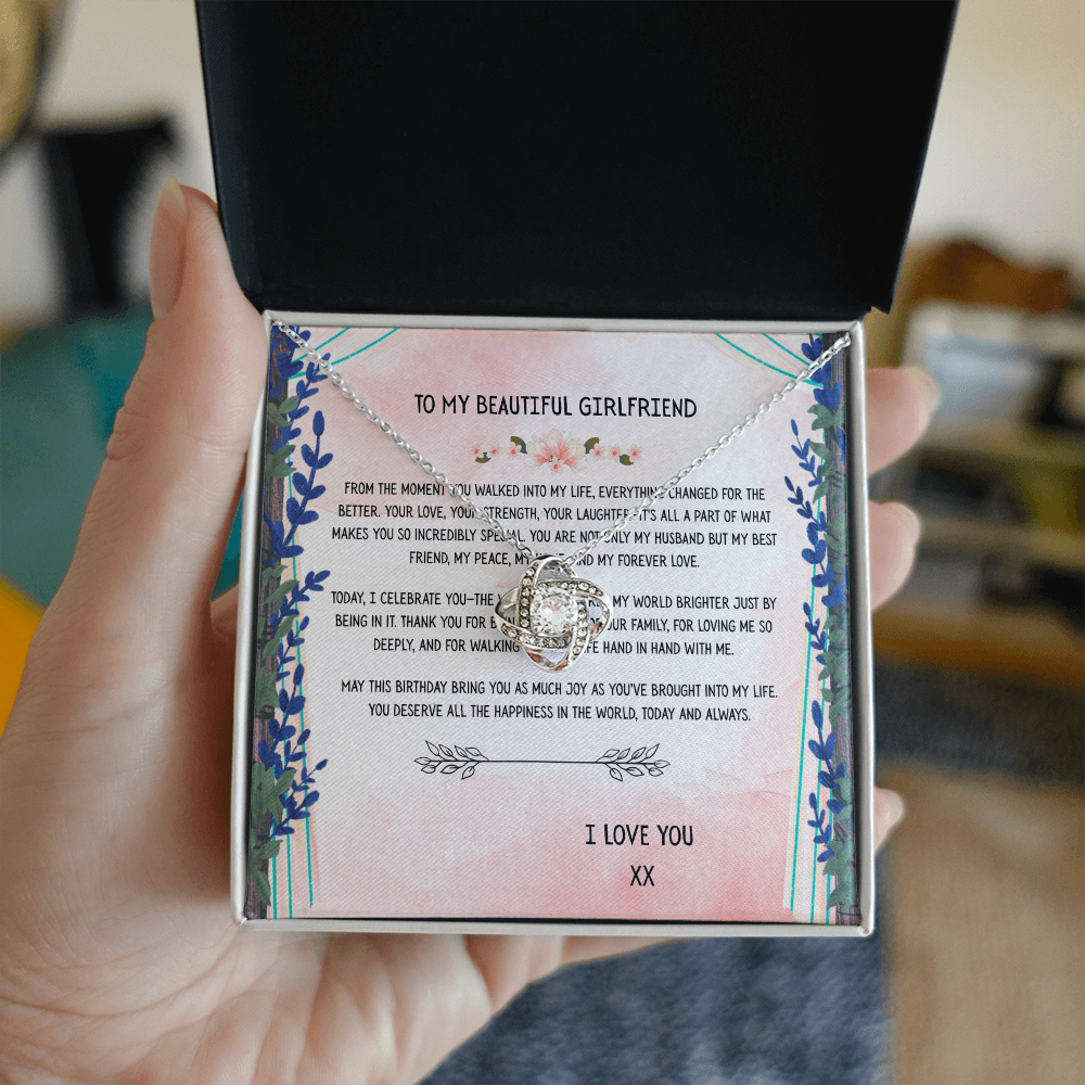 TO MY BEAUTIFUL GIRLFRIEND - HAPPY BIRTHDAY - LOVE KNOT NECKLACE GIFT SET