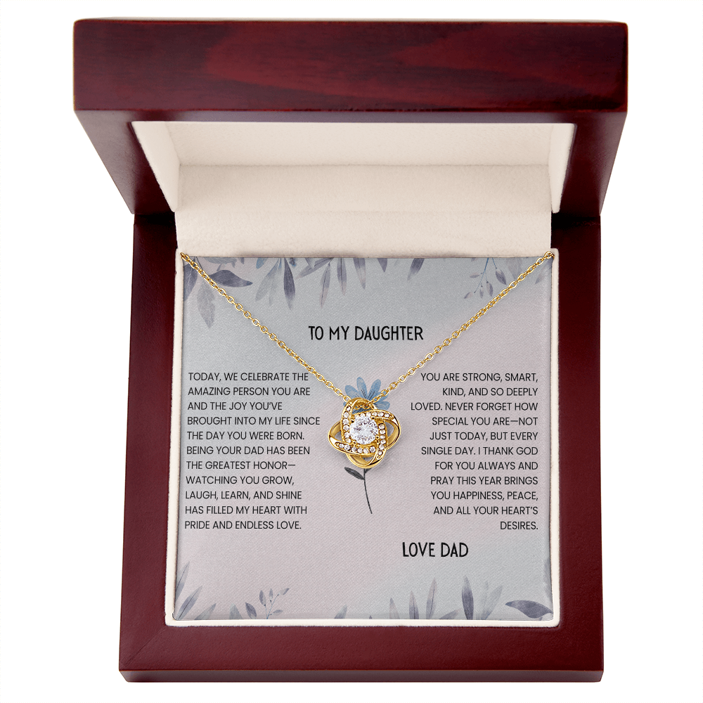 TO MY DAUGHTER - LOVE DAD - LOVE KNOT NECKLACE GIFT SET
