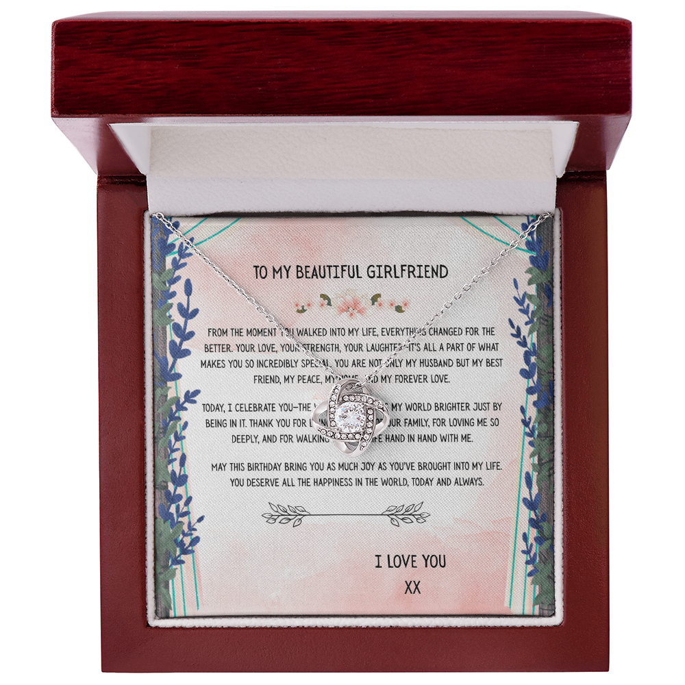 TO MY BEAUTIFUL GIRLFRIEND - HAPPY BIRTHDAY - LOVE KNOT NECKLACE GIFT SET