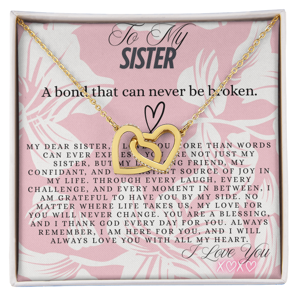 TO MY SISTER - I LOVE YOU - INTERLOCKING HEARTS NECKLACE GIFT SET