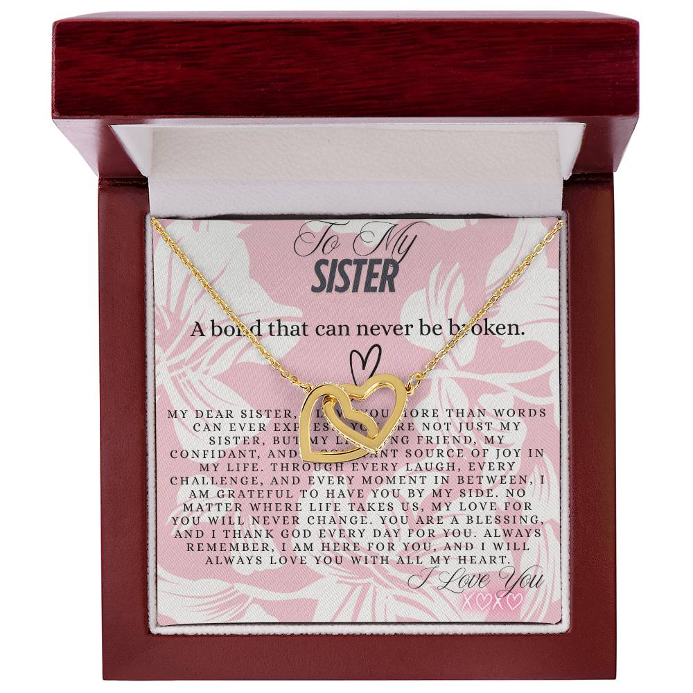 TO MY SISTER - I LOVE YOU - INTERLOCKING HEARTS NECKLACE GIFT SET