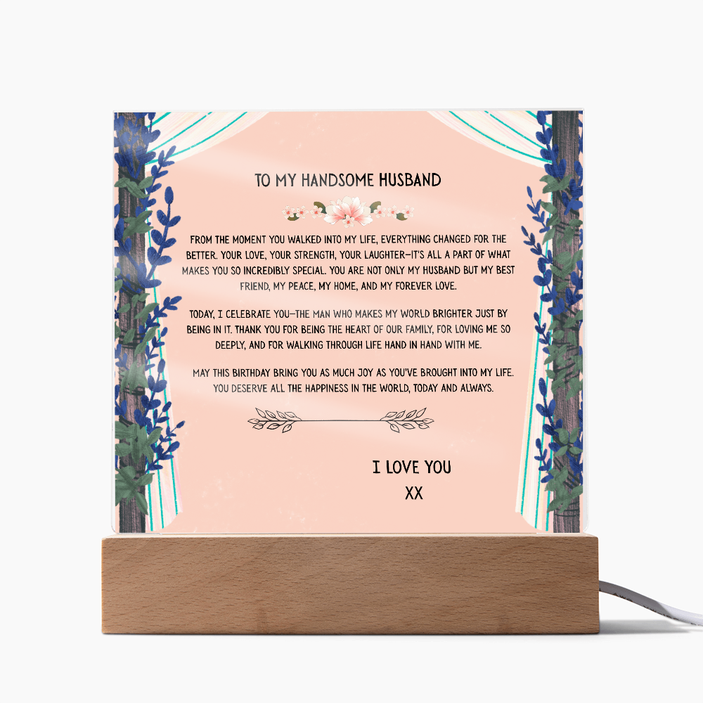 TO MY HANDSOME HUSBAND - I LOVE YOU - ACRYLLIC LED GIFT