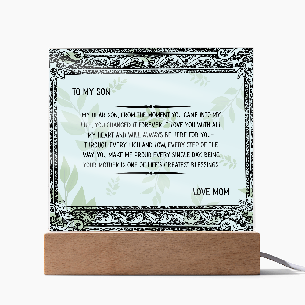 TO MY SON - LOVE MOM - ACYRLLIC LED GIFT