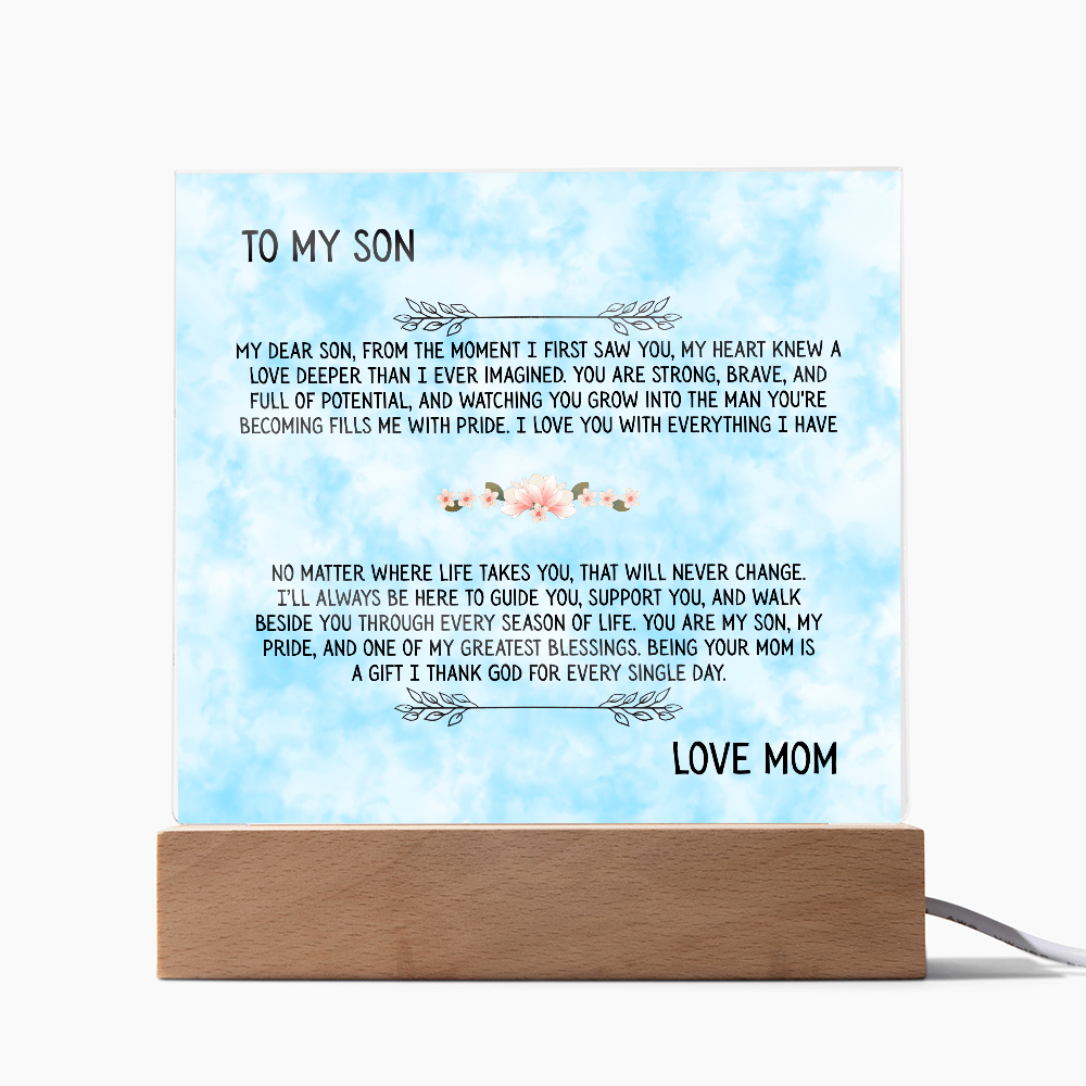 TO MY SON - LOVE MOM - ACRYLLIC LED GIFT