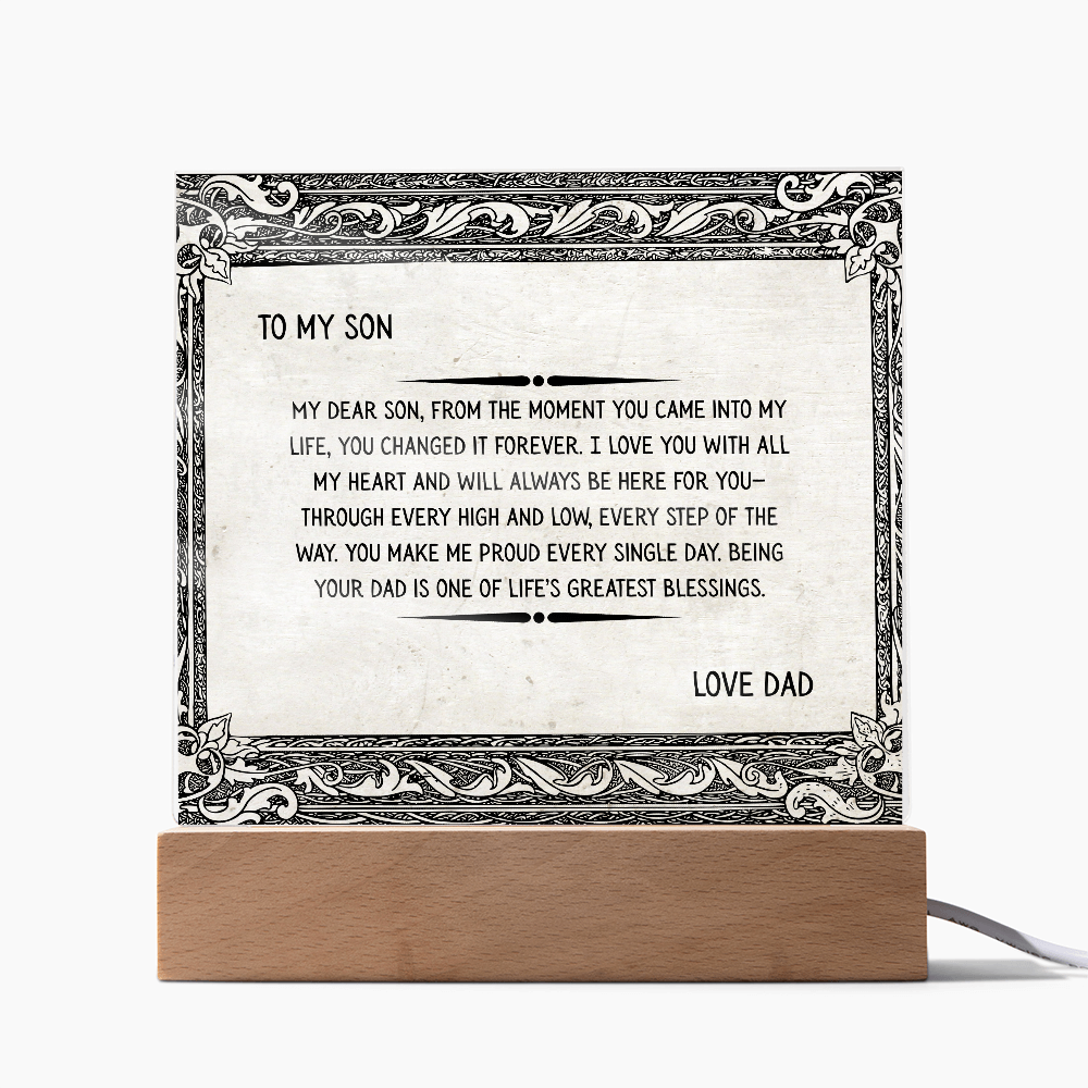 TO MY SON - LOVE DAD - ACRYLLIC LED GIFT