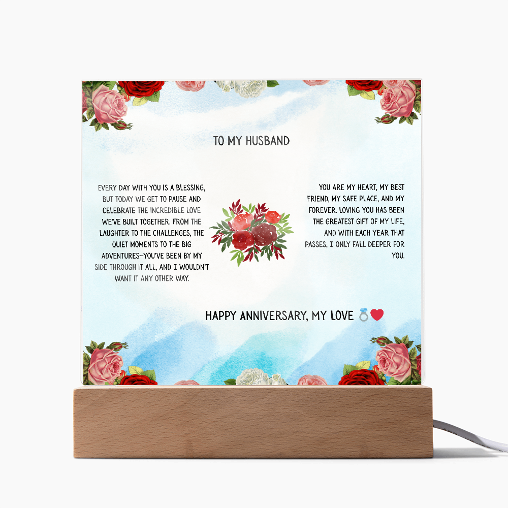 TO MY HUSBAND - HAPPY ANNIVERSARY MY LOVE - ACRYLLIC LED GIFT