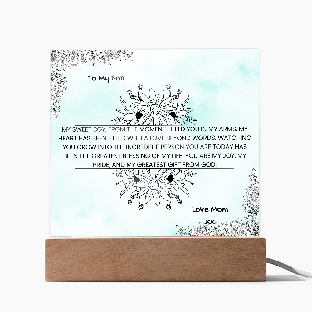 TO MY SON - LOVE MOM - ACRYLLIC LED GIFT