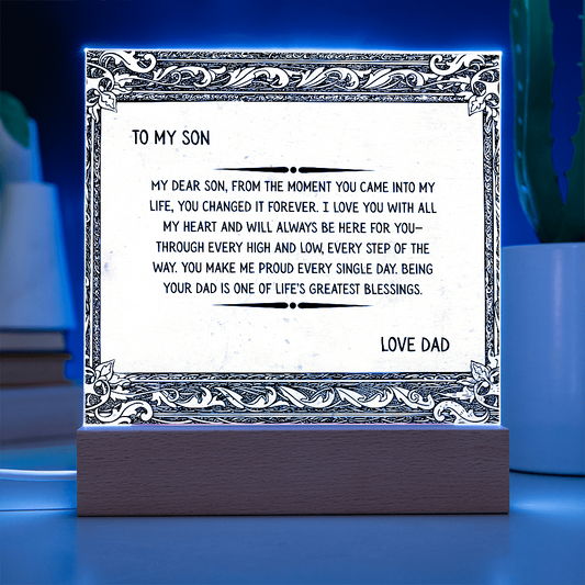 TO MY SON - LOVE DAD - ACRYLLIC LED GIFT