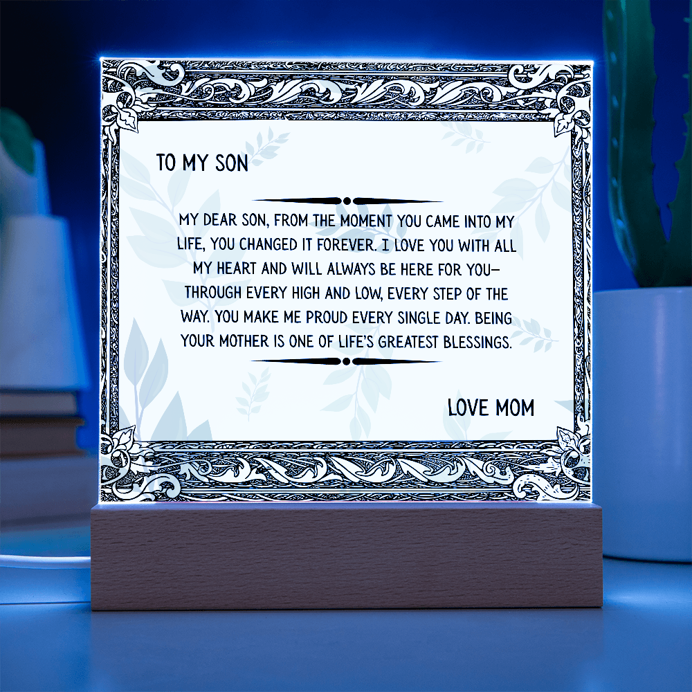 TO MY SON - LOVE MOM - ACYRLLIC LED GIFT