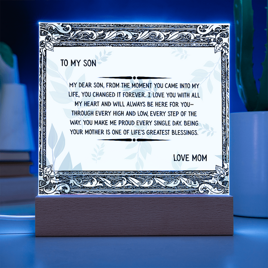TO MY SON - LOVE MOM - ACYRLLIC LED GIFT