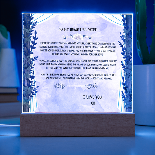 TO MY BEAUTIFUL WIFE - I LOVE YOU - ACRYLLIC LED GIFT
