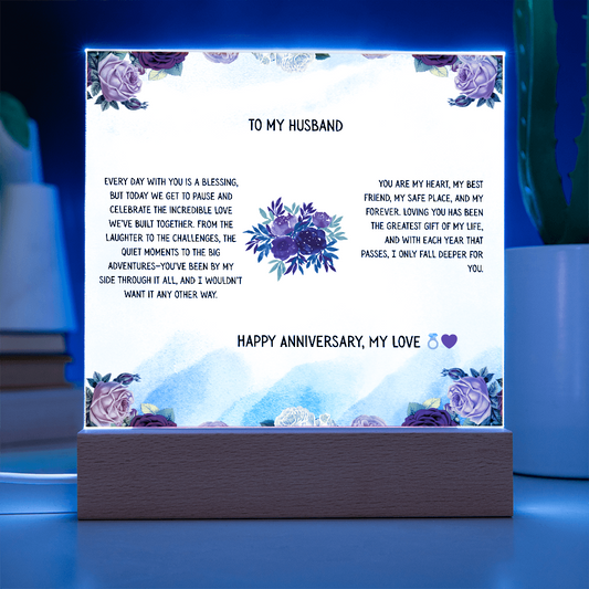 TO MY HUSBAND - HAPPY ANNIVERSARY MY LOVE - ACRYLLIC LED GIFT