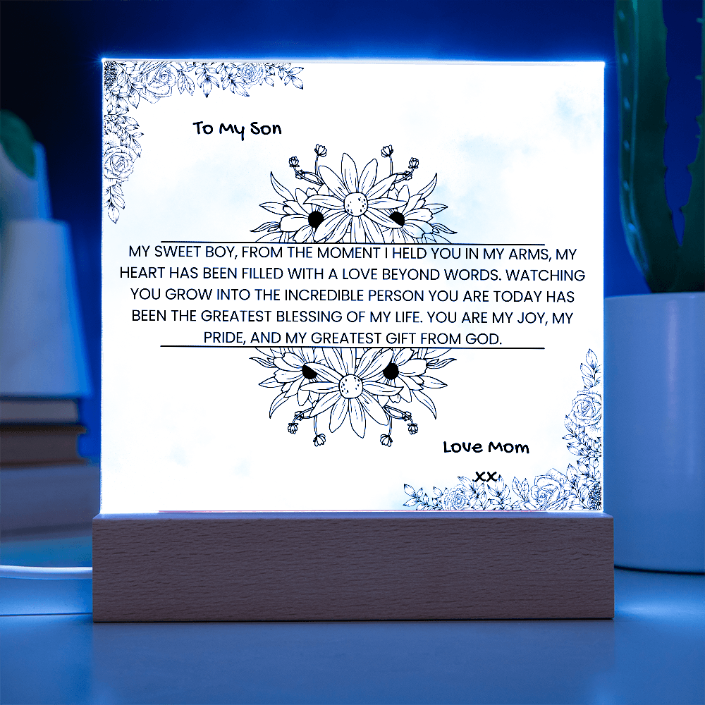 TO MY SON - LOVE MOM - ACRYLLIC LED GIFT