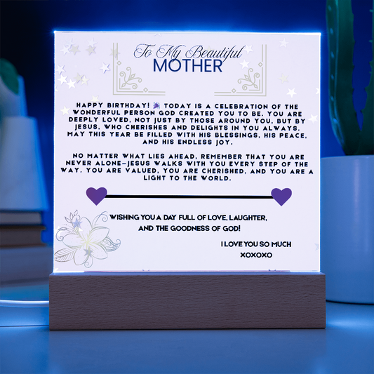 TO MY BEAUTIFUL MOTHER - I LOVE YOU SO MUCH - ACRYLLIC LED GIFT