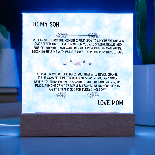 TO MY SON - LOVE MOM - ACRYLLIC LED GIFT