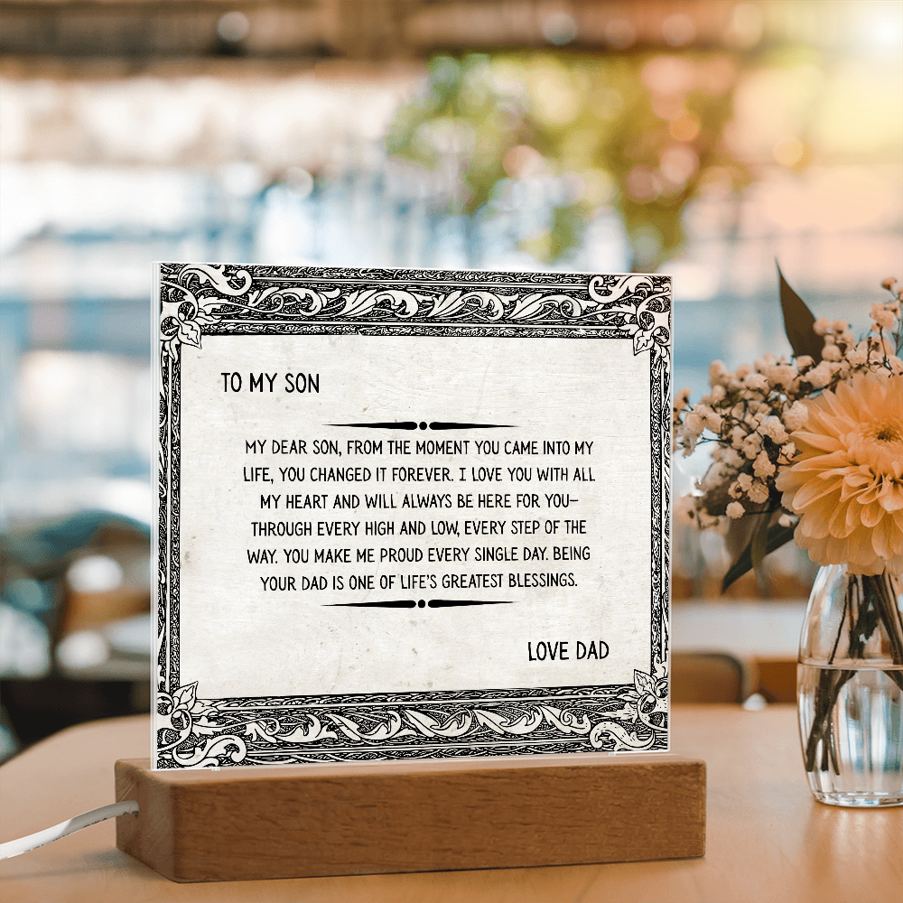 TO MY SON - LOVE DAD - ACRYLLIC LED GIFT