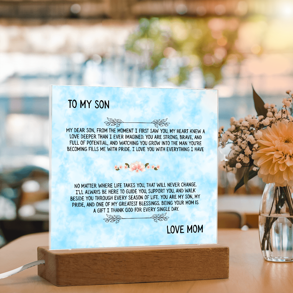 TO MY SON - LOVE MOM - ACRYLLIC LED GIFT