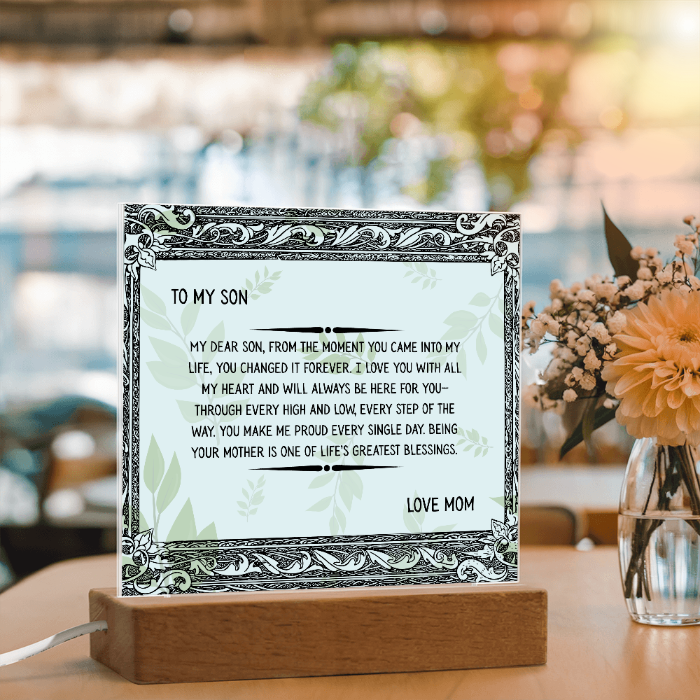 TO MY SON - LOVE MOM - ACYRLLIC LED GIFT