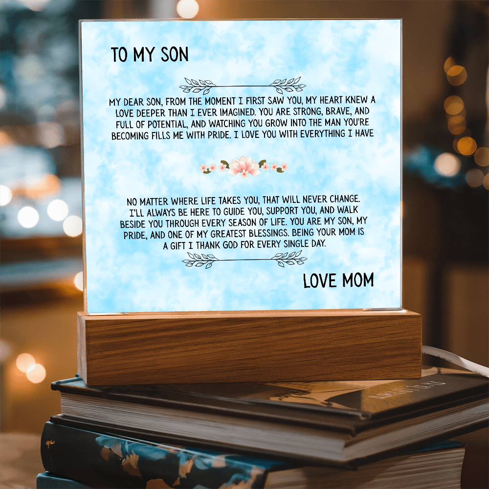 TO MY SON - LOVE MOM - ACRYLLIC LED GIFT