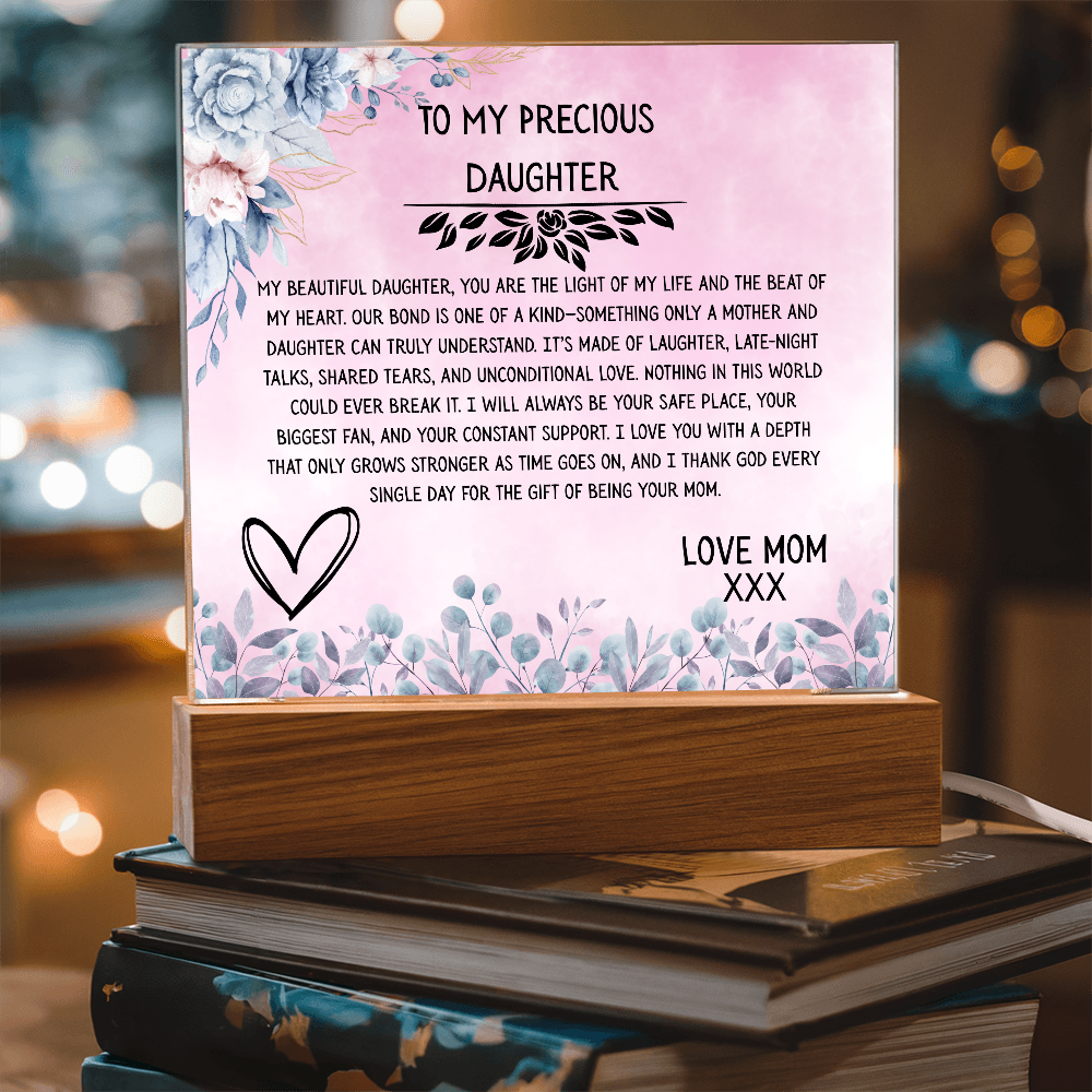 TO MY PRECIOUS DAUGHTER - LOVE MOM - ACRYLLIC LED GIFT