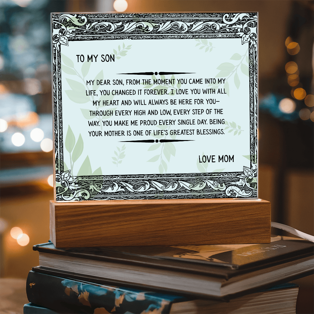 TO MY SON - LOVE MOM - ACYRLLIC LED GIFT