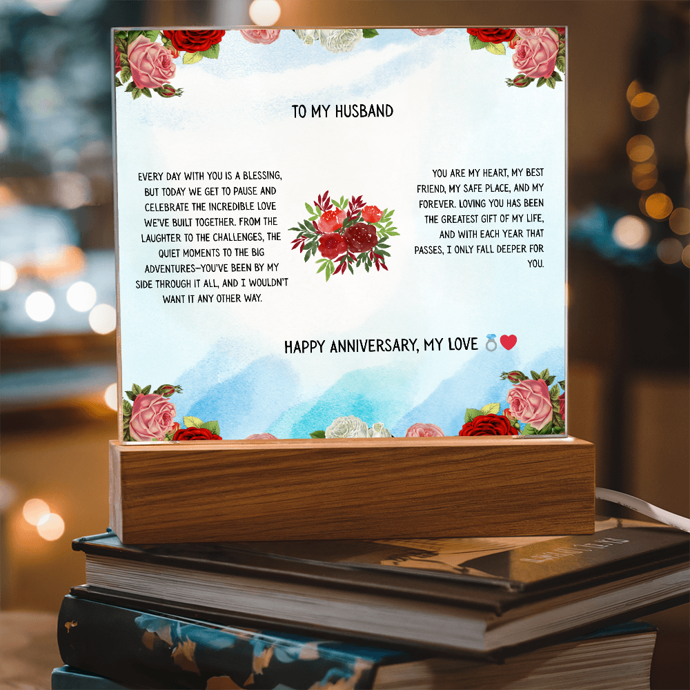 TO MY HUSBAND - HAPPY ANNIVERSARY MY LOVE - ACRYLLIC LED GIFT