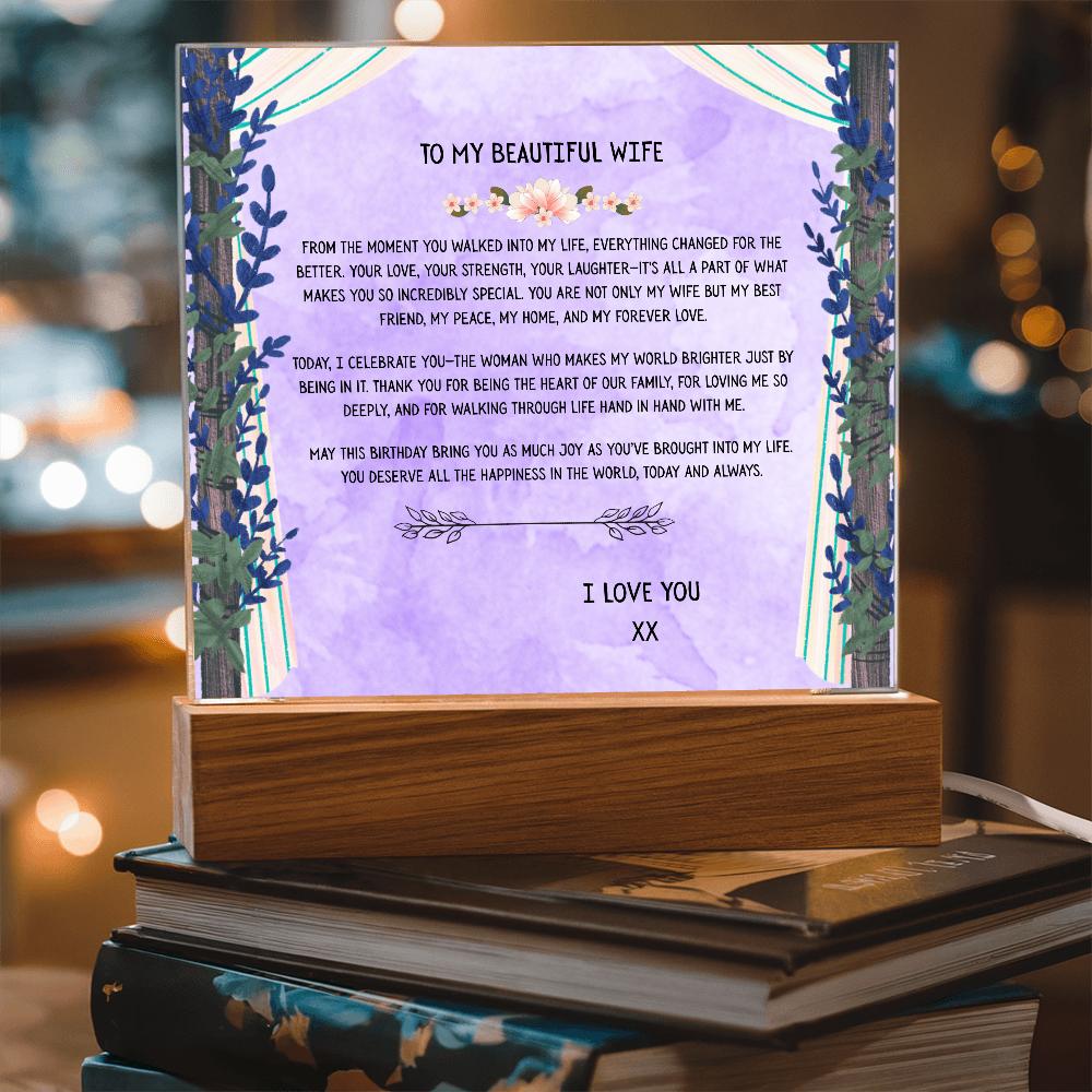 TO MY BEAUTIFUL WIFE - I LOVE YOU - ACRYLLIC LED GIFT
