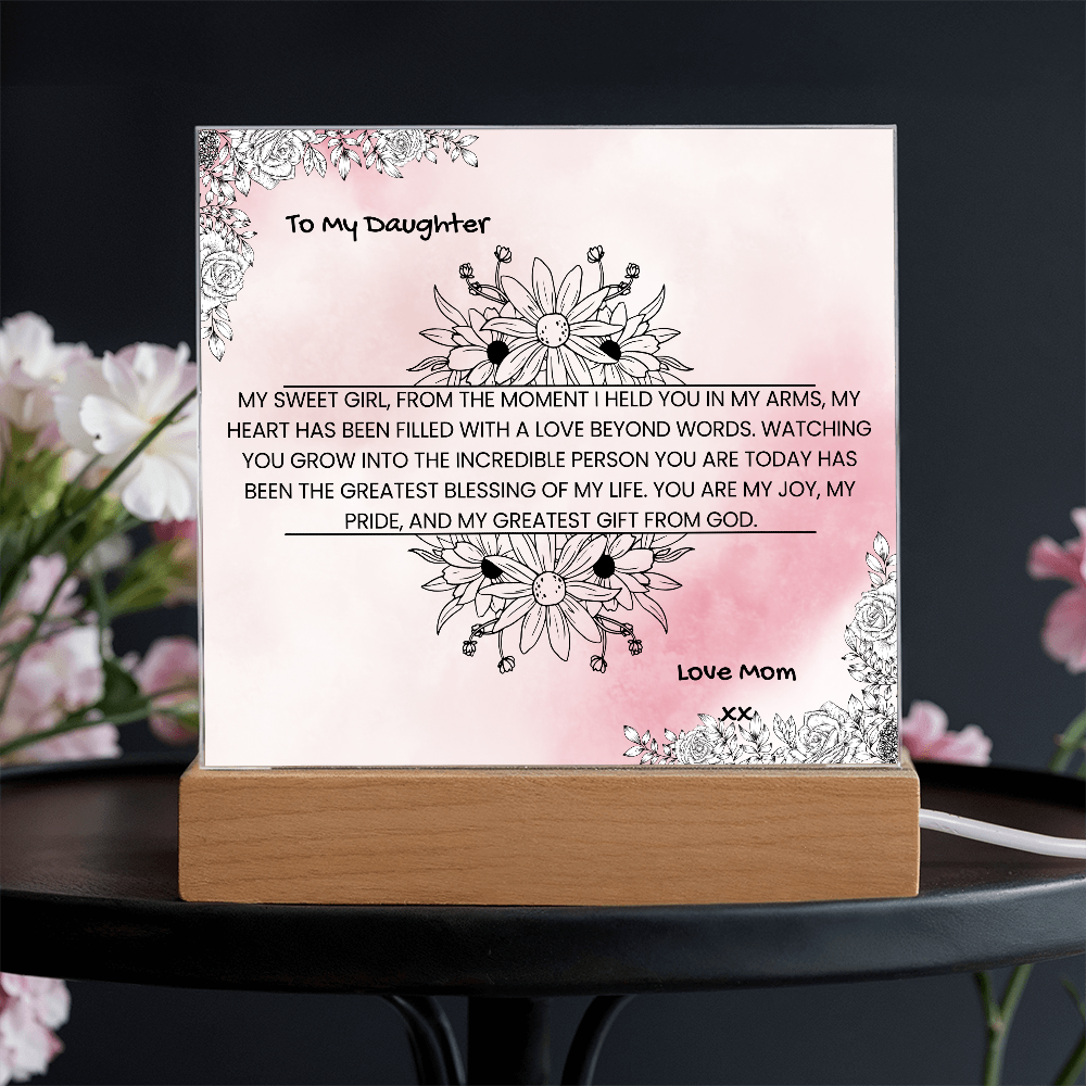 TO MY DAUGHTER - HAPPY BIRTHDAY - LOVE MOM - ACRYLLIC LED GIFT