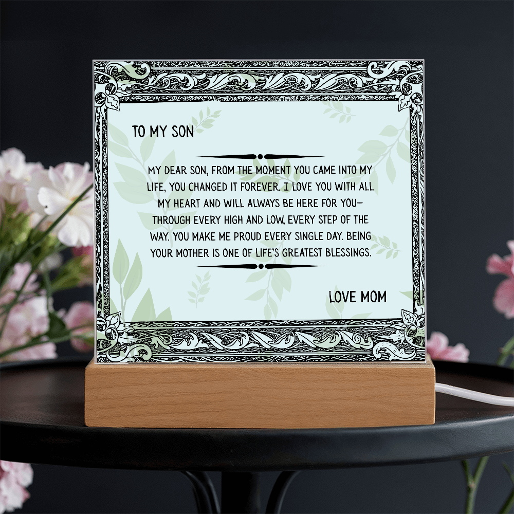 TO MY SON - LOVE MOM - ACYRLLIC LED GIFT