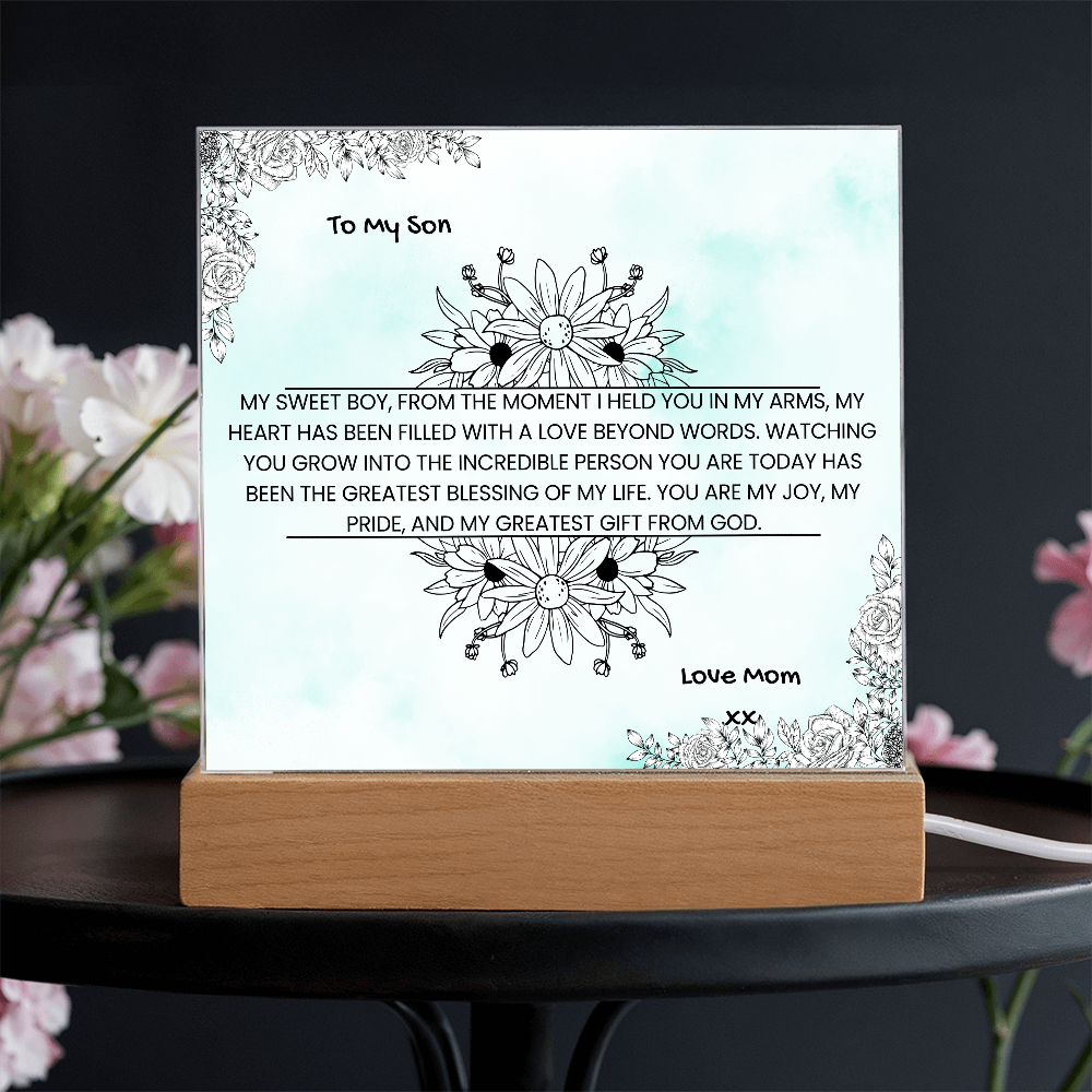 TO MY SON - LOVE MOM - ACRYLLIC LED GIFT
