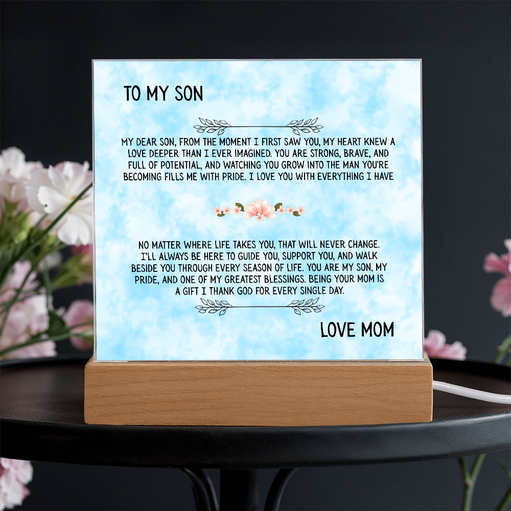 TO MY SON - LOVE MOM - ACRYLLIC LED GIFT