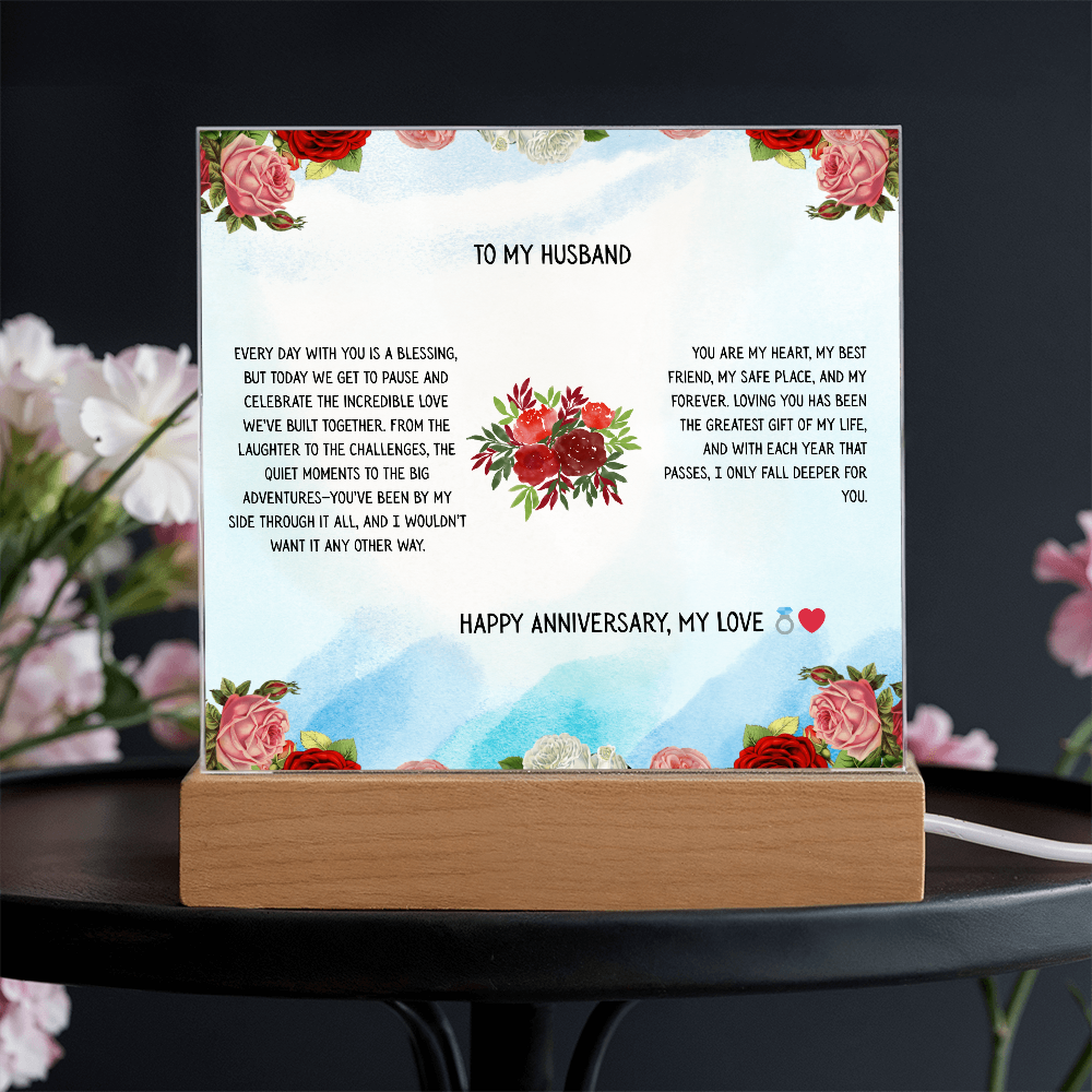 TO MY HUSBAND - HAPPY ANNIVERSARY MY LOVE - ACRYLLIC LED GIFT