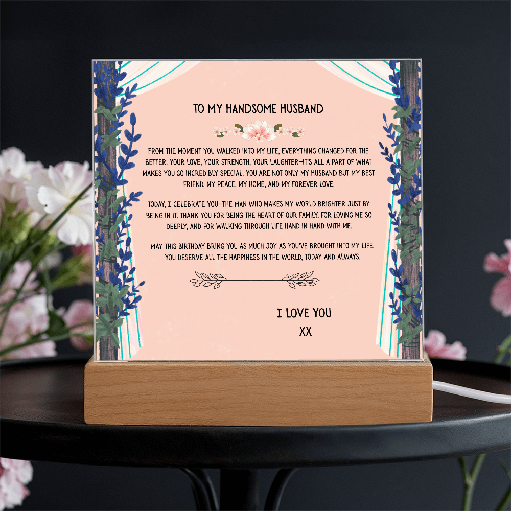 TO MY HANDSOME HUSBAND - I LOVE YOU - ACRYLLIC LED GIFT