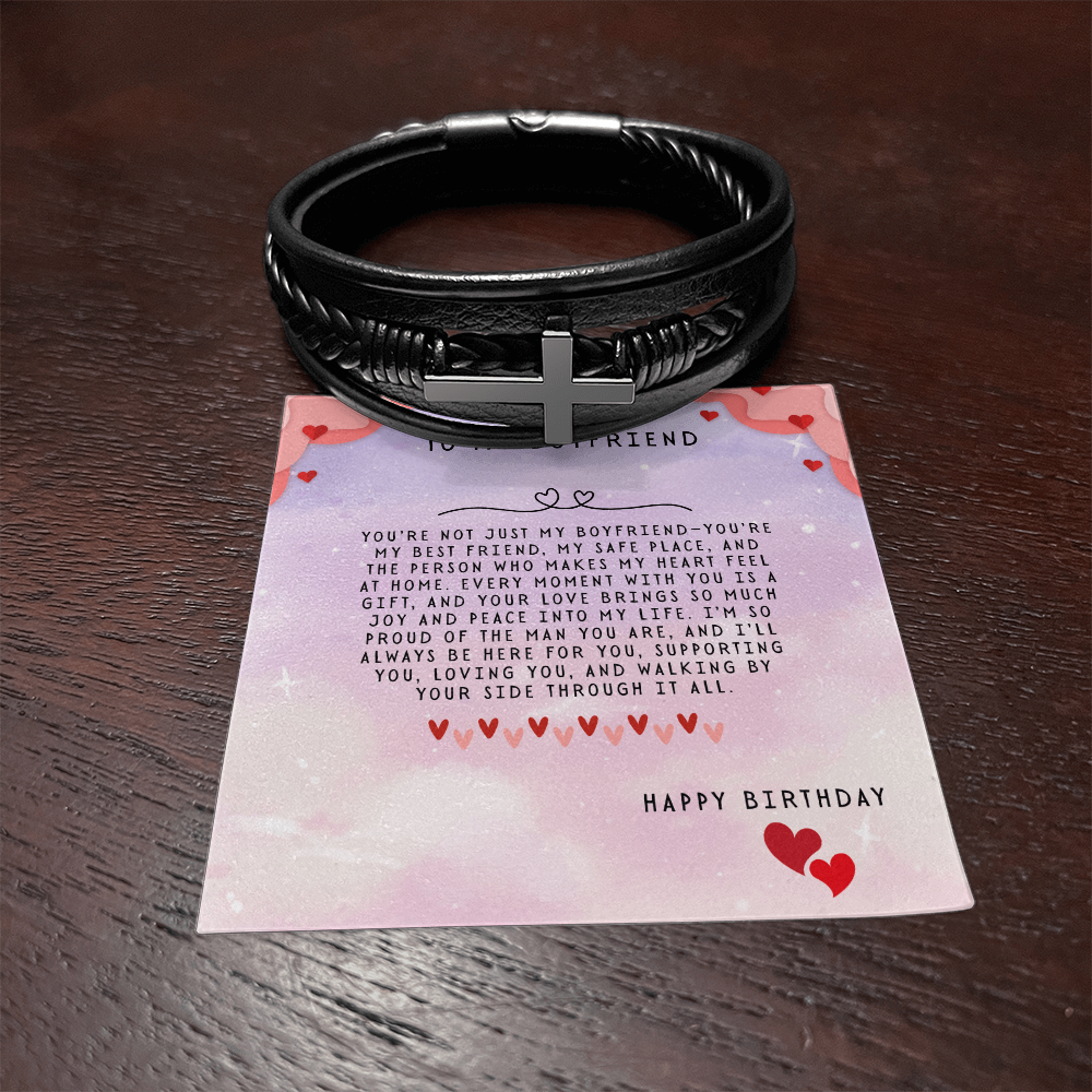 TO MY BOYFRIEND - HAPPY BIRTHDAY - CROSS BRACELET GIFT SET