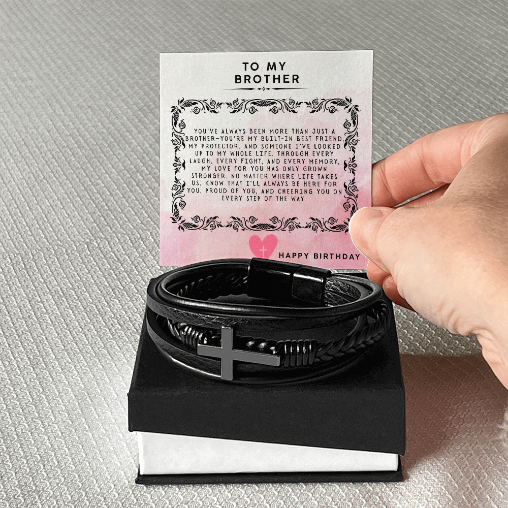 TO MY BROTHER - HAPPY BIRTHDAY - CROSS BRACELET GIFT SET