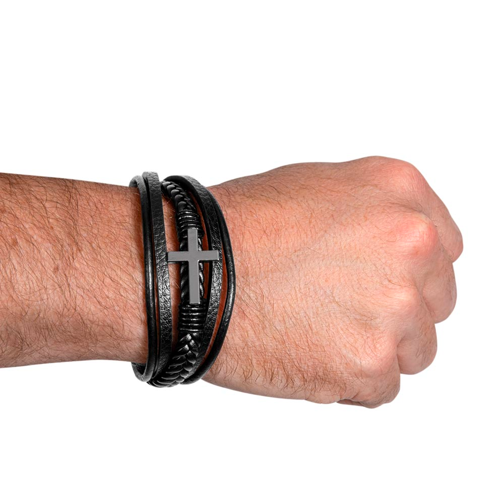 TO MY SON - LOVE MOM - CROSS BRACELET GIFT SET