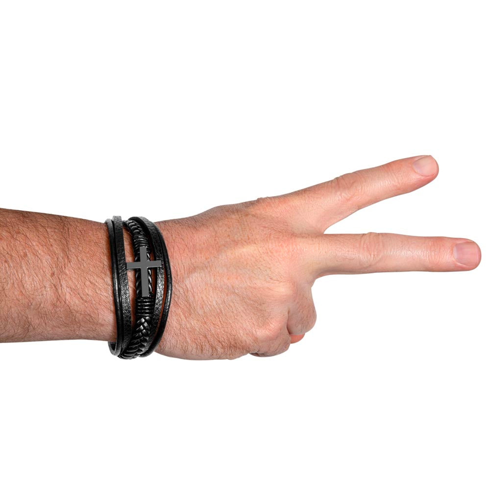 TO MY SON - LOVE DAD - CROSS BRACELET GIFT SET