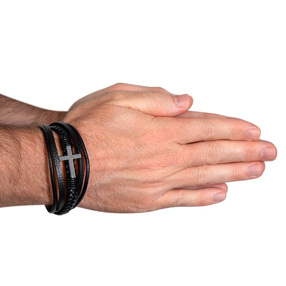 TO MY HANDSOME HUSBAND - HAPPY ANNIVERSARY - CROSS BRACELET GIFT SET