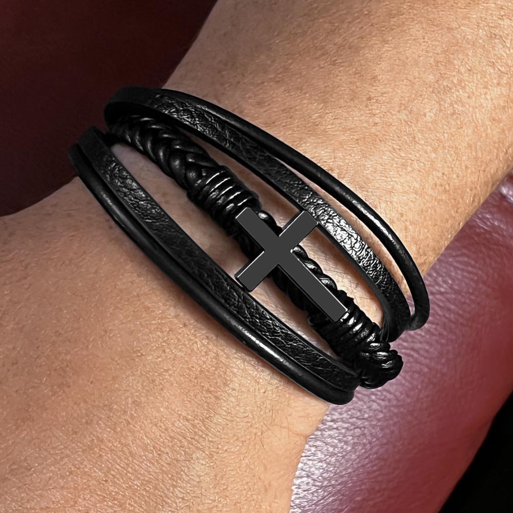 TO MY SON - LOVE DAD - CROSS BRACELET GIFT SET