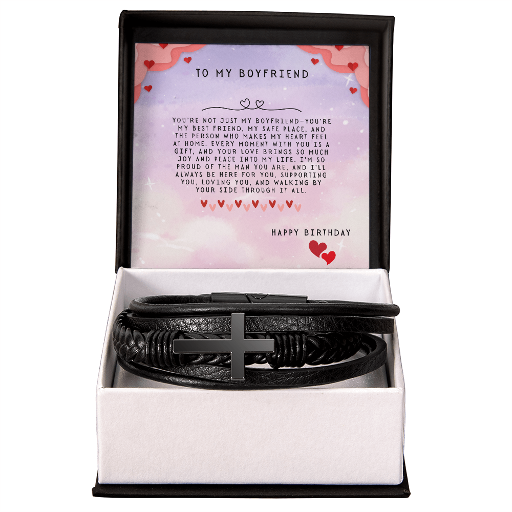TO MY BOYFRIEND - HAPPY BIRTHDAY - CROSS BRACELET GIFT SET